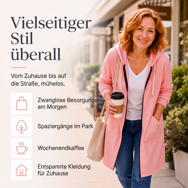 🔥Beliebtes Produkt ！🔥✨Damen Fleece‑Kapuzenpullover mit Reißverschluss