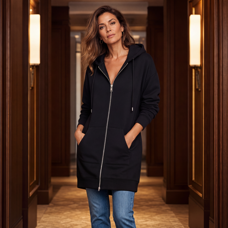🔥Beliebtes Produkt ！🔥✨Damen Fleece‑Kapuzenpullover mit Reißverschluss