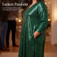 Damen Paillettenkleid mit V-Ausschnitt und Glitzer