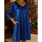 Damen Paillettenkleid mit V-Ausschnitt und Glitzer