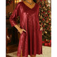Damen Paillettenkleid mit V-Ausschnitt und Glitzer
