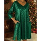 Damen Paillettenkleid mit V-Ausschnitt und Glitzer