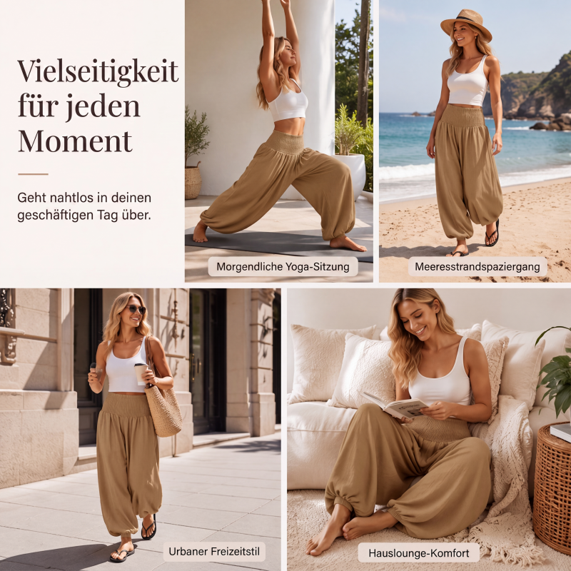 Legere Haremshosen für Damen mit gerafftem Bund