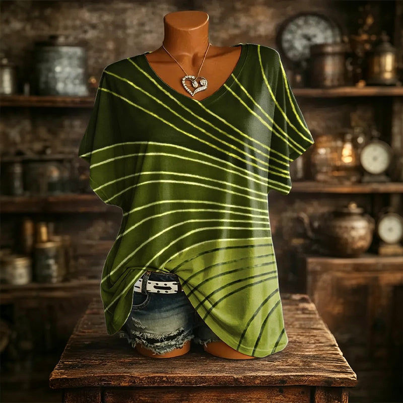 Damen V-Ausschnitt T-Shirt mit Ice-Cooling Effekt und Print