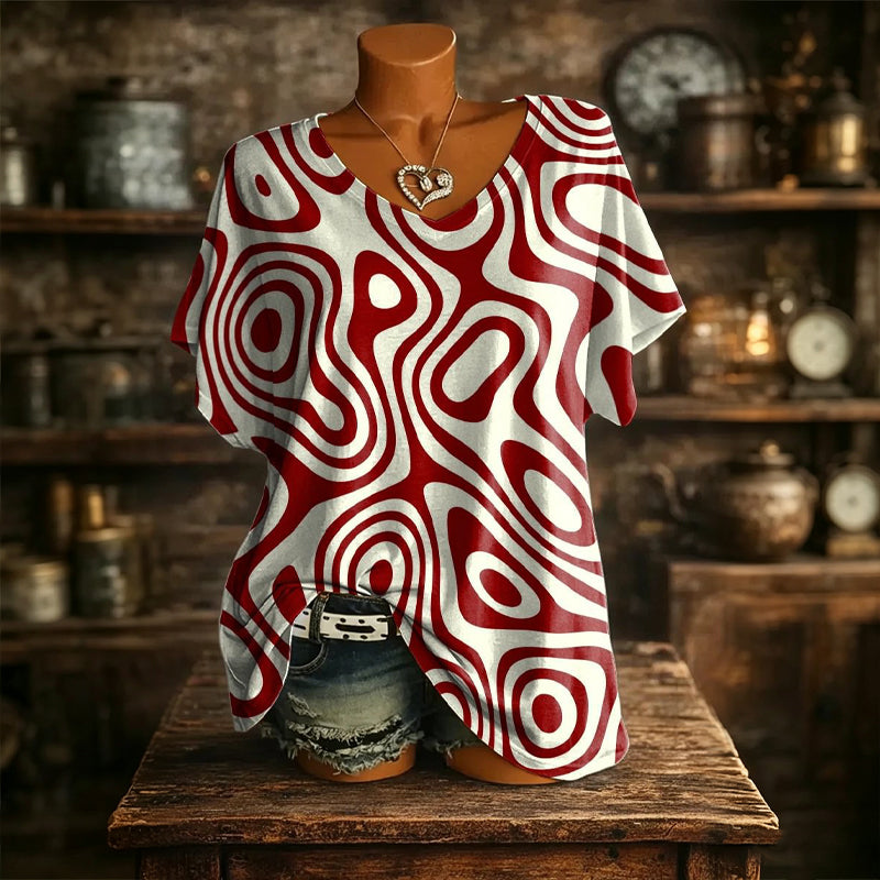 Damen V-Ausschnitt T-Shirt mit Ice-Cooling Effekt und Print