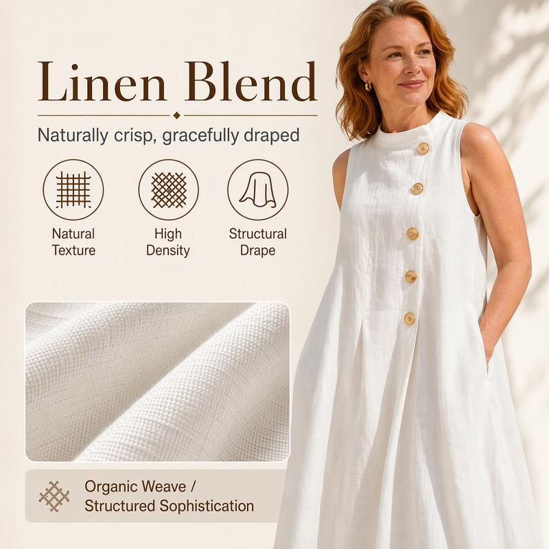 Schickes, ärmelloses Maxikleid mit Knöpfen für Damen