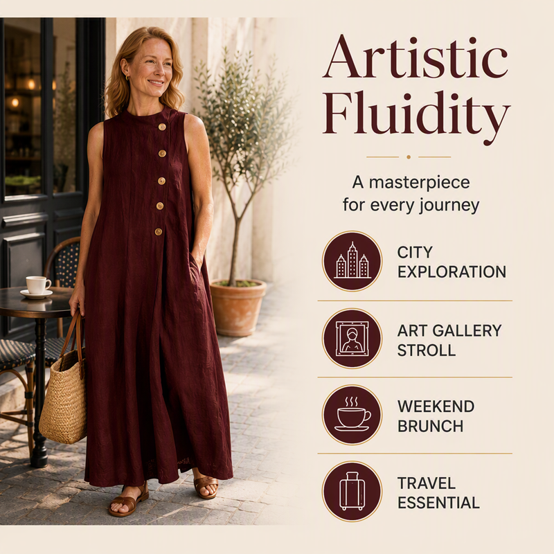Schickes, ärmelloses Maxikleid mit Knöpfen für Damen