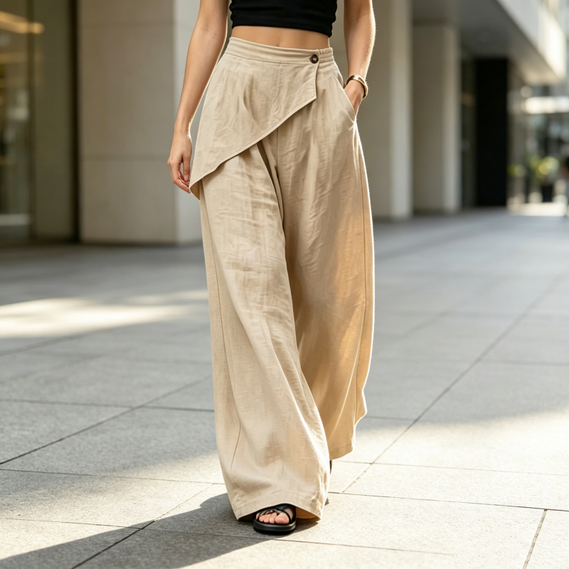💎 Der Sommerhit 2026 – der Wahnsinn!✨Damenhose mit asymmetrischem Wickelausschnitt und weitem Bein