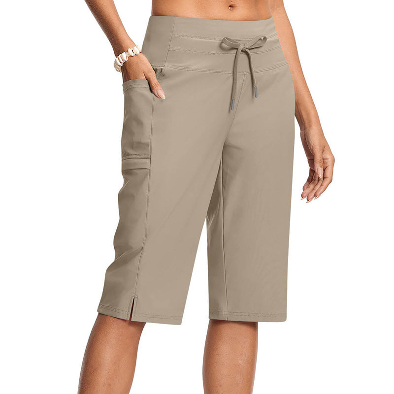 Lässige knielange Capri-Hose mit Kordelzug für Damen