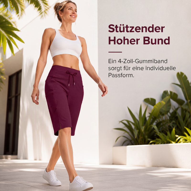 Lässige knielange Capri-Hose mit Kordelzug für Damen