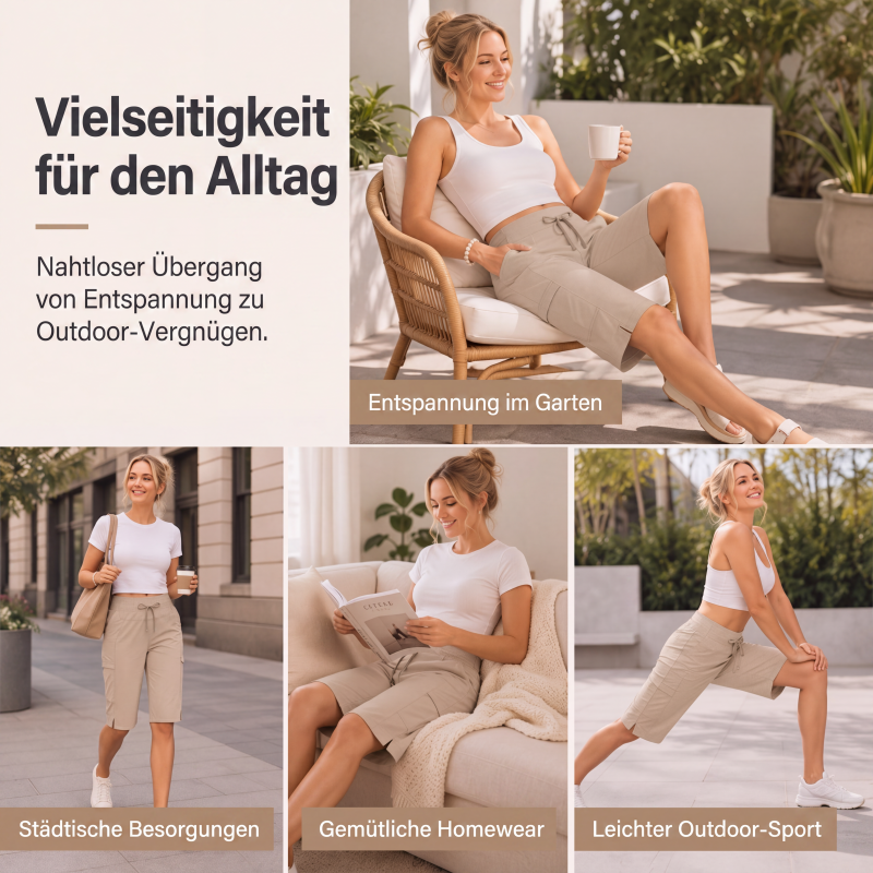 Lässige knielange Capri-Hose mit Kordelzug für Damen