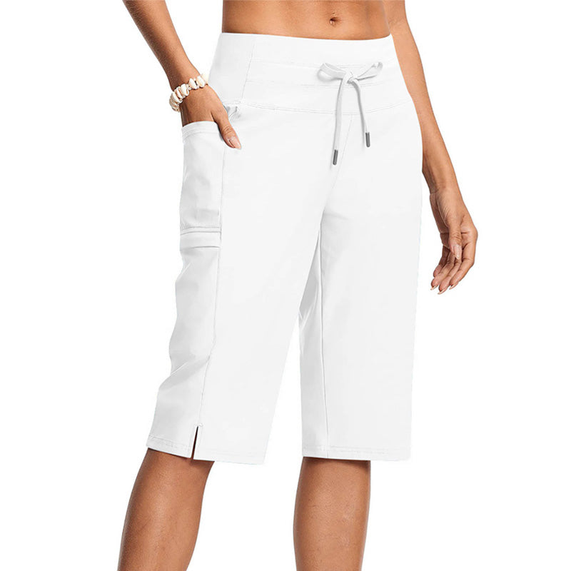 Lässige knielange Capri-Hose mit Kordelzug für Damen