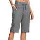 Lässige knielange Capri-Hose mit Kordelzug für Damen