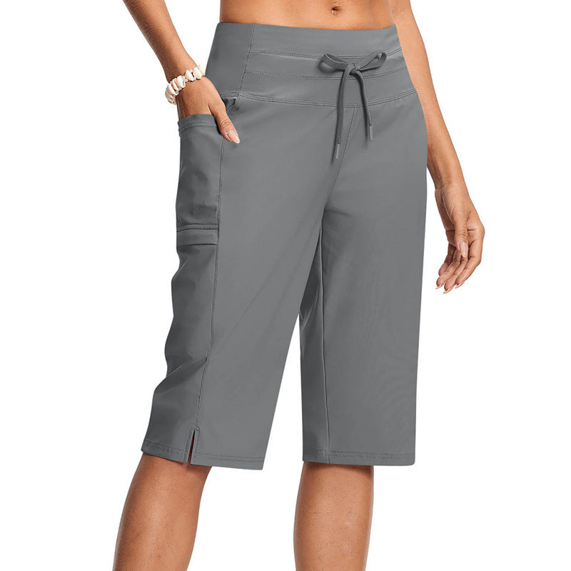 Lässige knielange Capri-Hose mit Kordelzug für Damen