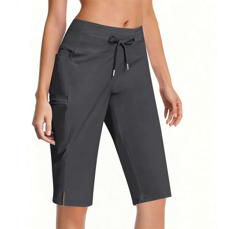 Lässige knielange Capri-Hose mit Kordelzug für Damen