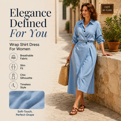 🔥Frühherbst-Sonderangebote – Midi-Shirtkleid für Damen mit Reverskragen und Taschen