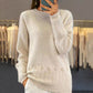 Damen Retro-Strickpullover mit Rundhalsausschnitt in Unifarbe