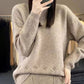 Damen Retro-Strickpullover mit Rundhalsausschnitt in Unifarbe