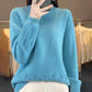 Damen Retro-Strickpullover mit Rundhalsausschnitt in Unifarbe