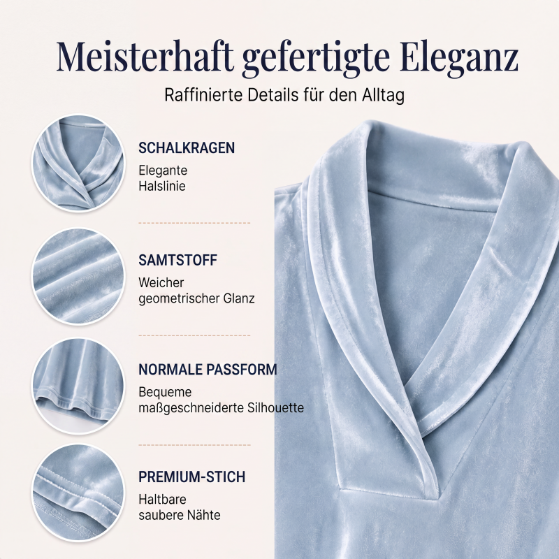 Elegantes Samt-Oberteil mit V-Ausschnitt für Damen
