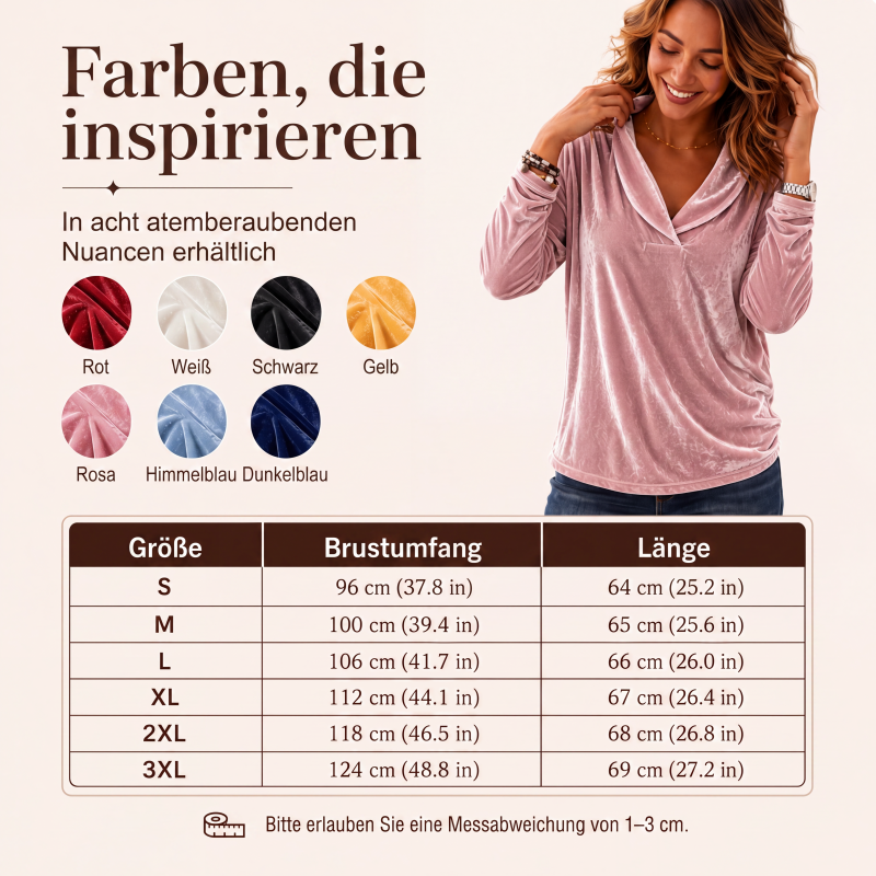 Elegantes Samt-Oberteil mit V-Ausschnitt für Damen