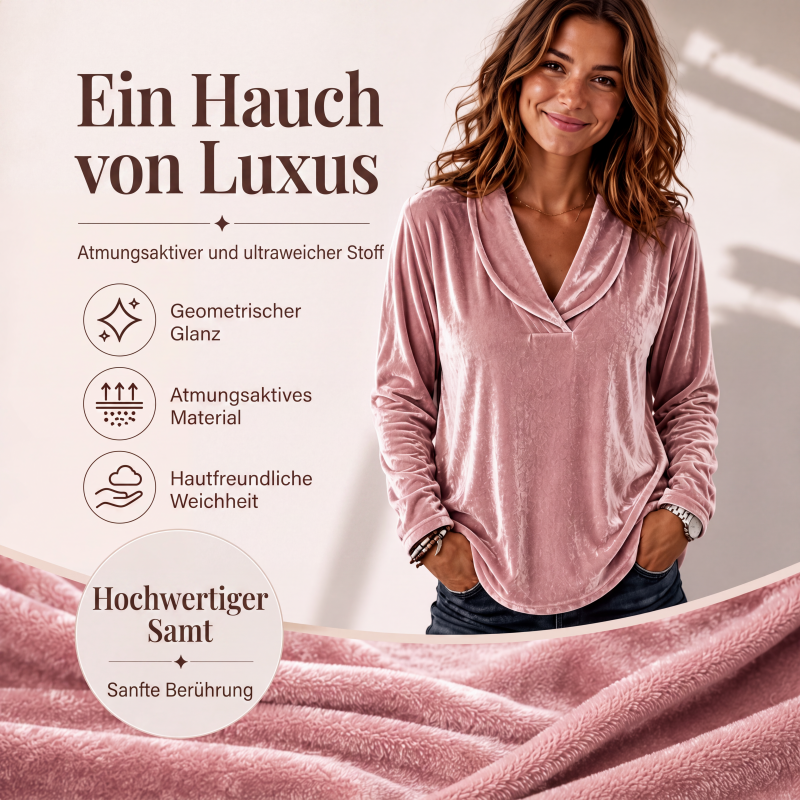 Elegantes Samt-Oberteil mit V-Ausschnitt für Damen