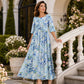 Kurzärmeliges bedrucktes Damenkleid mit Taschen