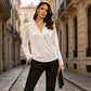 Elegantes Samt-Oberteil mit V-Ausschnitt für Damen