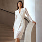 Damen elegantes V-Ausschnitt-Bodycon-Kleid mit Spitzenärmeln