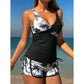 Tankini-Set mit hohem Bund und Shorts im Tropical-Print