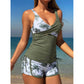 Tankini-Set mit hohem Bund und Shorts im Tropical-Print