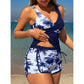 Tankini-Set mit hohem Bund und Shorts im Tropical-Print