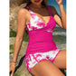 Tankini-Set mit hohem Bund und Shorts im Tropical-Print