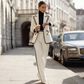 Damen Blazer und Hose mit Kontrastbesatz