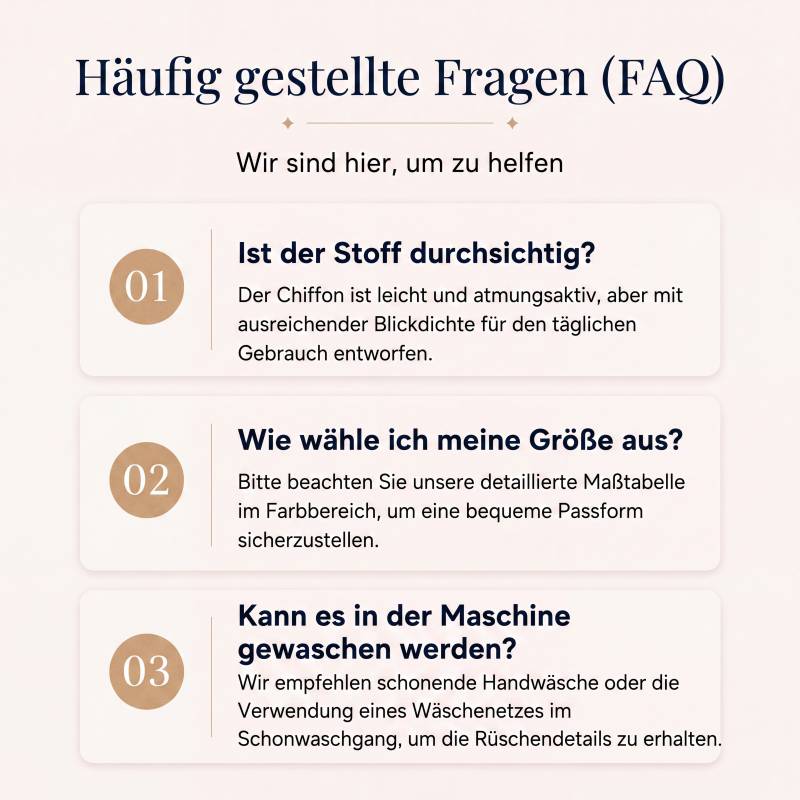 Damen-Oberteil mit Rüschen-V-Ausschnitt, 3/4-Ärmeln und Tupfenmuster