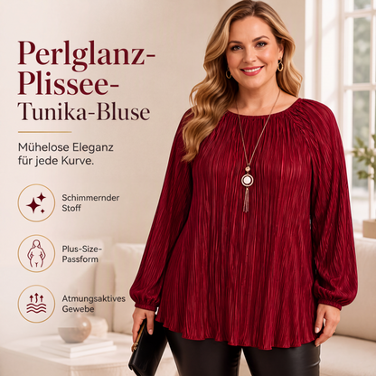 Langärmliges Plissee-Oberteil für Damen in Übergröße