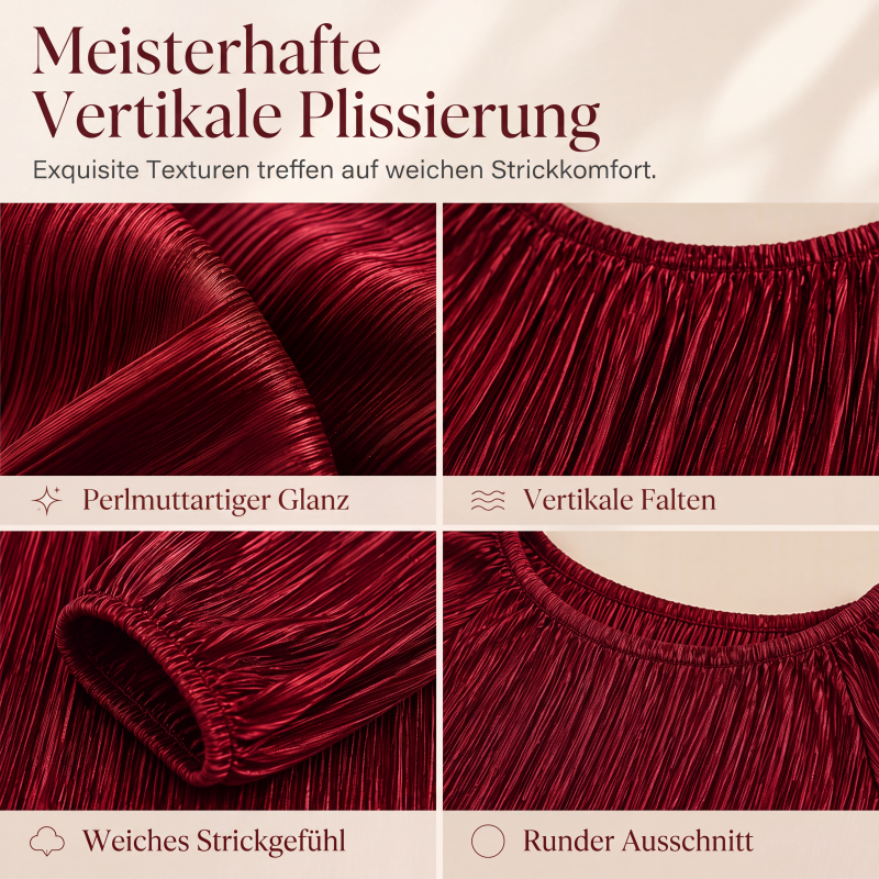 Langärmliges Plissee-Oberteil für Damen in Übergröße