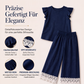 Damen Sommer-Set mit Rüschenärmel-Oberteil und Spitzensaum-Hose