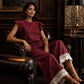 Damen Sommer-Set mit Rüschenärmel-Oberteil und Spitzensaum-Hose