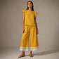 Damen Sommer-Set mit Rüschenärmel-Oberteil und Spitzensaum-Hose