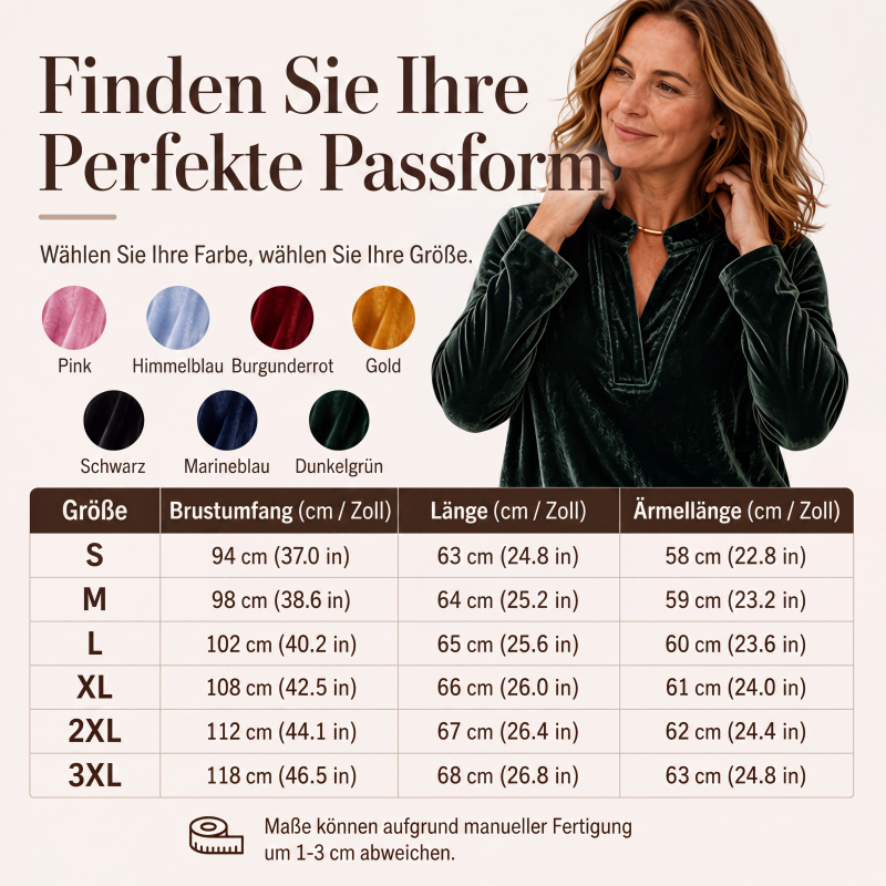 Elegantes Samt-Oberteil mit V-Ausschnitt für Damen