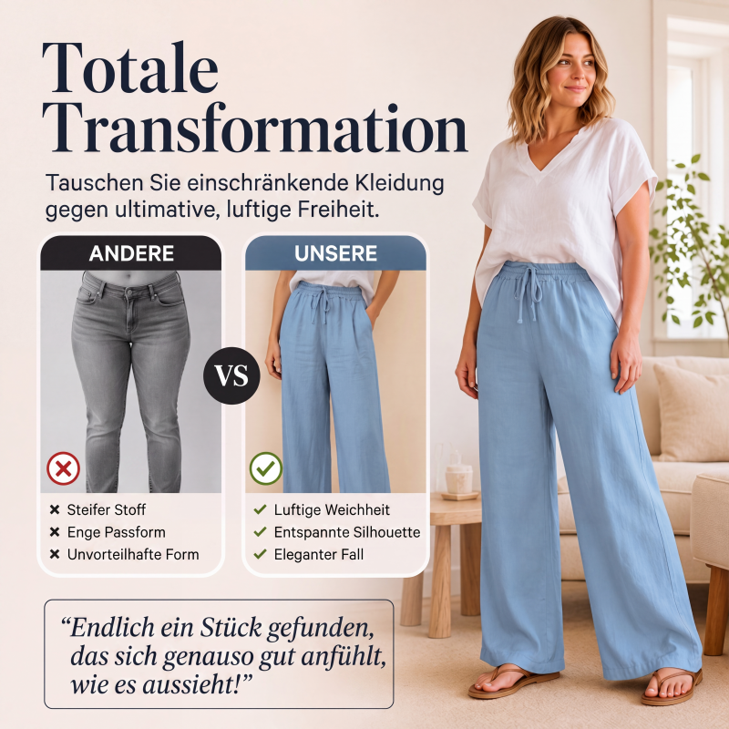 Damen-Casual-Hose mit Kordelzug und weitem Bein