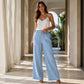 Damen-Casual-Hose mit Kordelzug und weitem Bein