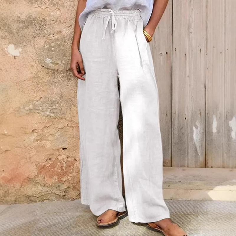 Damen-Casual-Hose mit Kordelzug und weitem Bein
