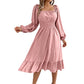 Damen A-Linien-Kleid mit Smokbund und eckigem Ausschnitt
