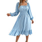 Damen A-Linien-Kleid mit Smokbund und eckigem Ausschnitt