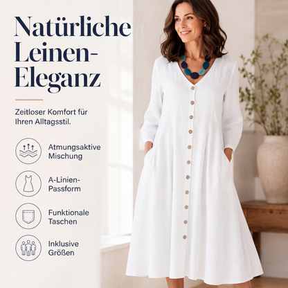 Legeres Damen-Kleid mit V-Ausschnitt und Taschen