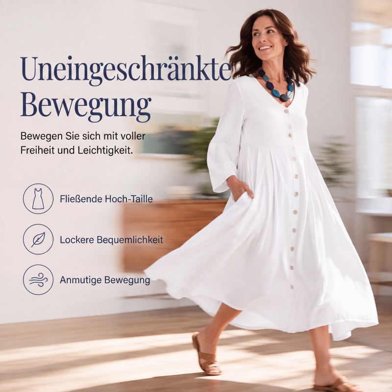 Legeres Damen-Kleid mit V-Ausschnitt und Taschen