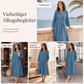 Legeres Damen-Kleid mit V-Ausschnitt und Taschen