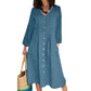 Legeres Damen-Kleid mit V-Ausschnitt und Taschen